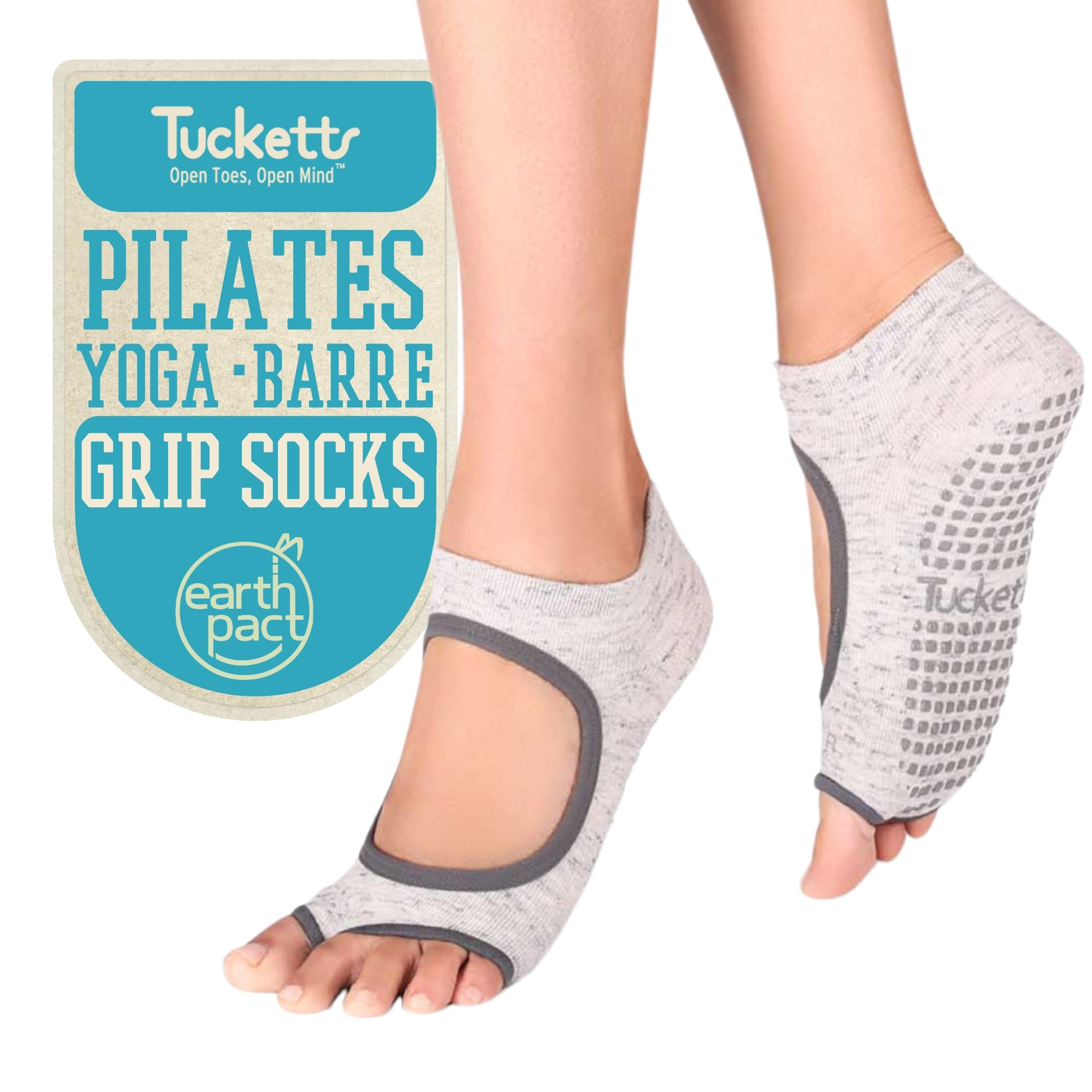 Toeless Pilates Socks with Grips for Women, Non-Slip Yoga & Barre Socks for Stability & Barefoot Workouts, Size 6-13