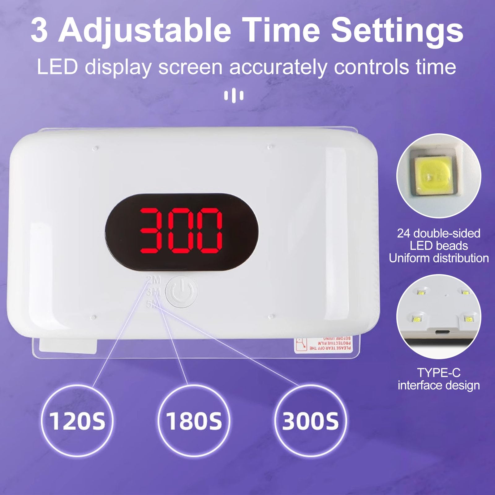 Polegas Two-Sided UV Resin Lamp, UV Lamp for Resin Curing with LED Display Screen(Time Setting 2M,3M,5M) - Image 2