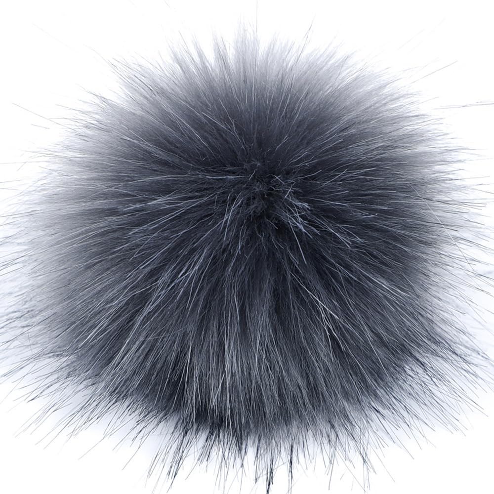 Faux Fox Fur Fluffy Pompom Ball, 6 Inch Soft Faux Fur DIY Pompom Ball with Button for Hats Key Chains Scarves Gloves Bags DIY Accessories (10pcs,06)