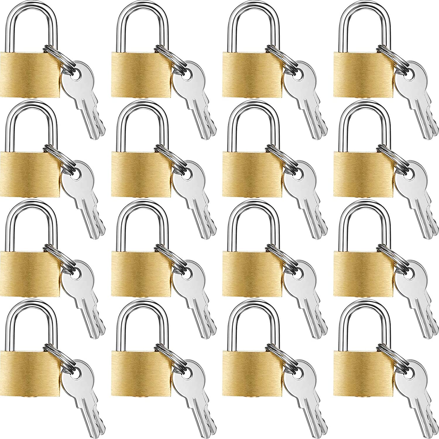 ABBASALIMini Padlock Small Padlock Brass Finish Locks with 3 Keys for Luggage Lock, Backpack, Gym Locker Lock, Suitcase Lock, Classroom Matching Game and More (12 pcs)