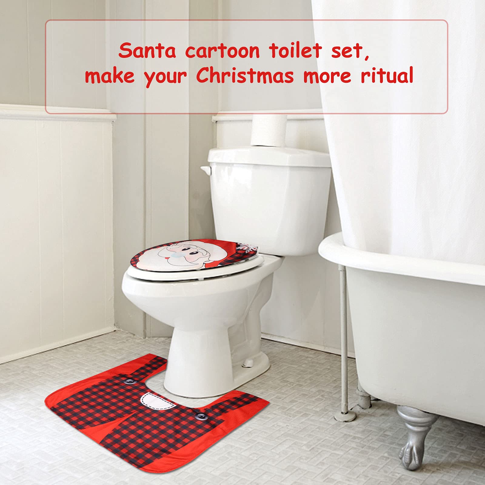 Weihnachts Toiletten Deko Set - WC Sitzbezug Mit Vorleger