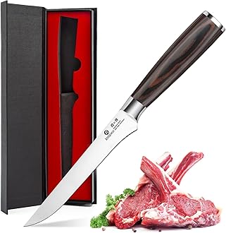 imarku Fillet Knife, German High Carbon Boning Knife, 6-Inch Stainless Steel Professional Grade Boning Fillet Knife for Fish, Pakkawood Handle for Meat and Poultry, Gifts for Men and Women