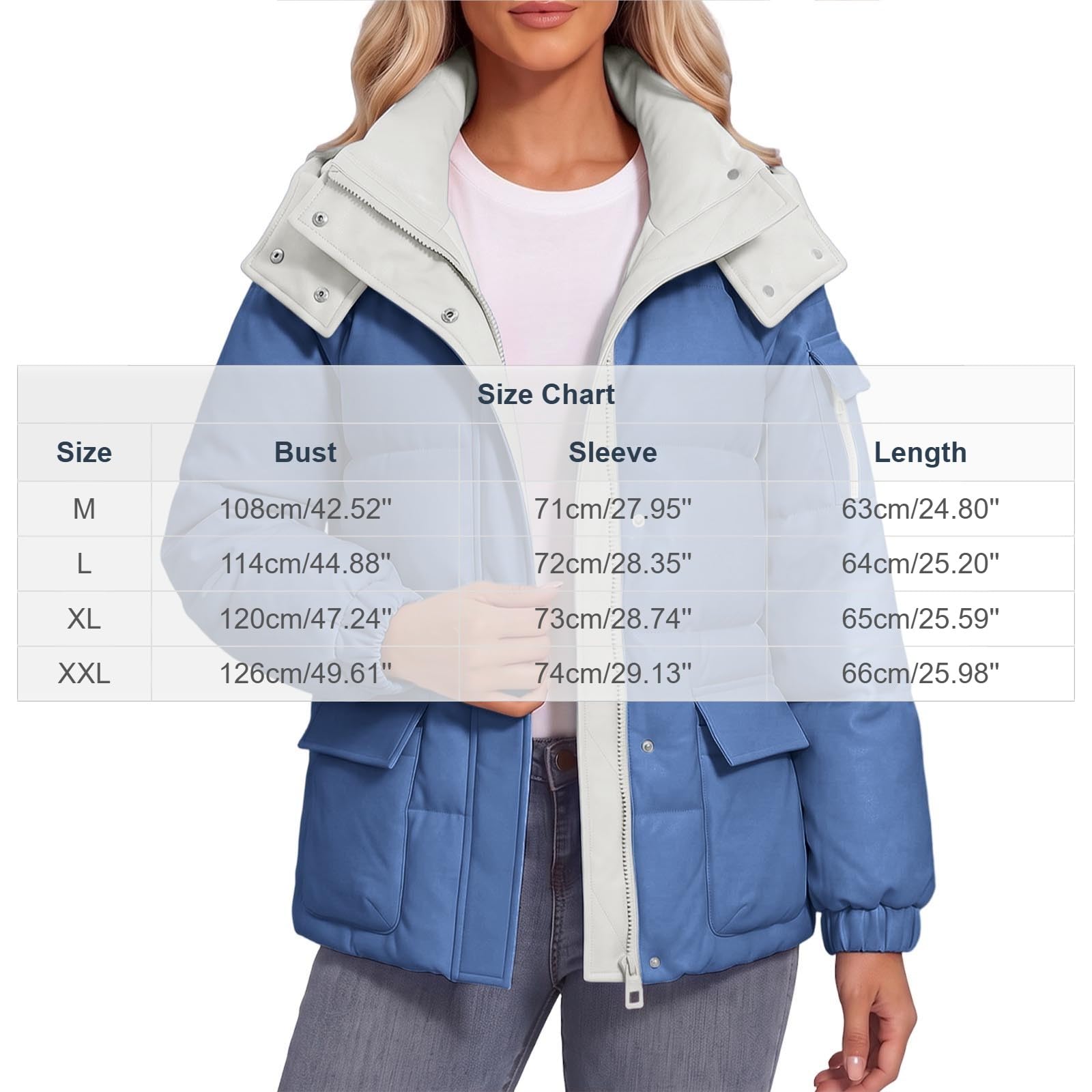 Piumini da donna con colletto corto, a maniche lunghe, con cerniera, in cotone, con tasche, cappotto corto trapuntato invernale per autunno inverno, viaggi, passeggiate