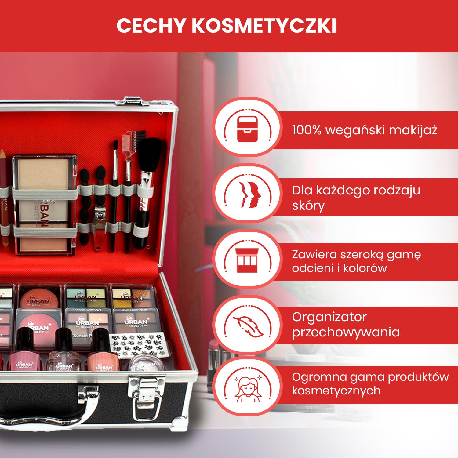 Love Urban Beauty Wegański Divine Beauty Francuski zestaw do makijażu manicure – 76-częściowe zestawy do makijażu – Obejmuje cienie do powiek, rozświetlacze, pomadki, róże, pędzle