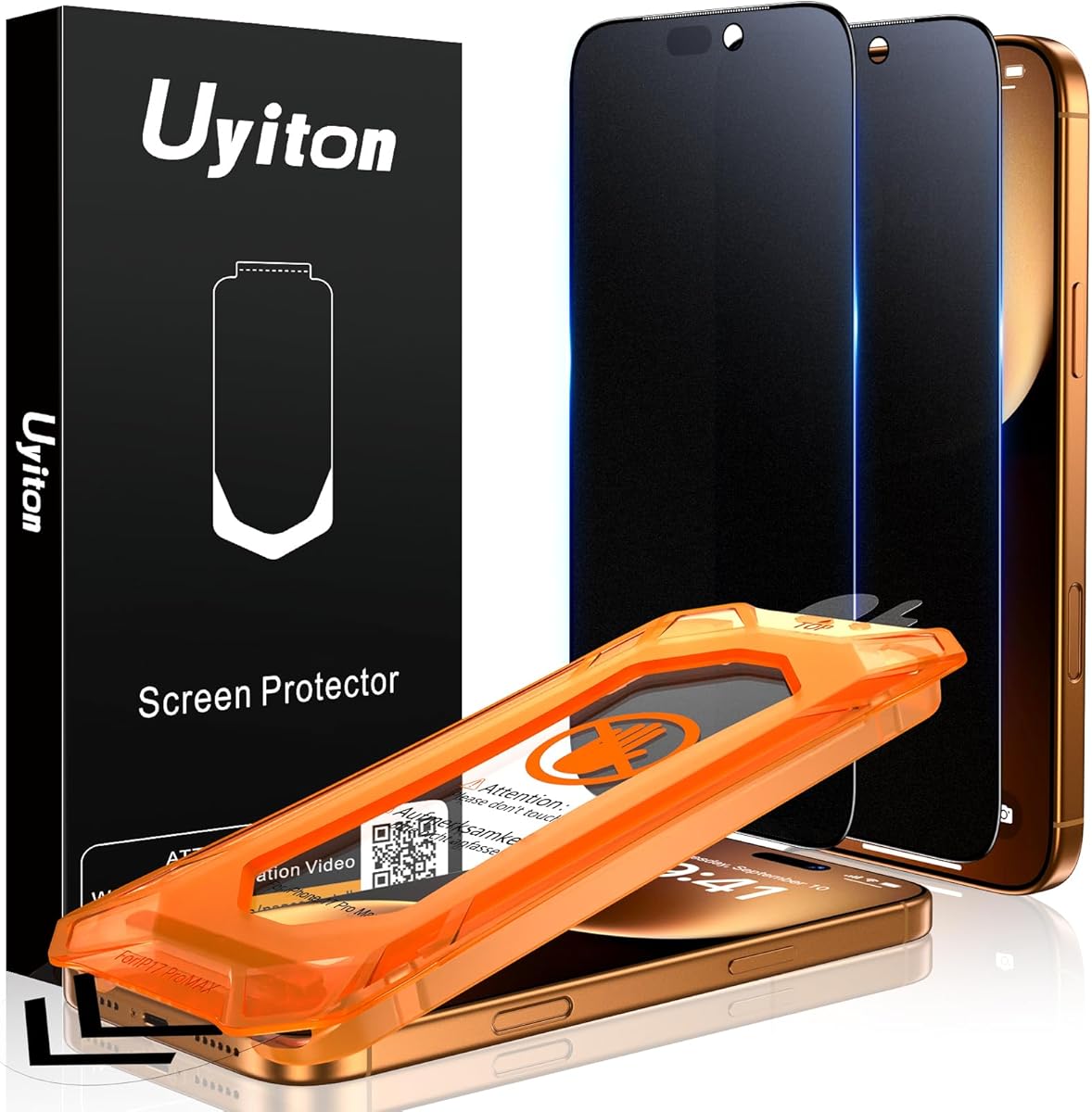 Uyiton for iPhone 17 Pro Max Matte Privacy Screen Protector - Anti-Fingerprint [Easy to Install] Anti-Spy Shatterproof Full Coverage 9H Tempered Glass Screen Cover, 2 Pack
