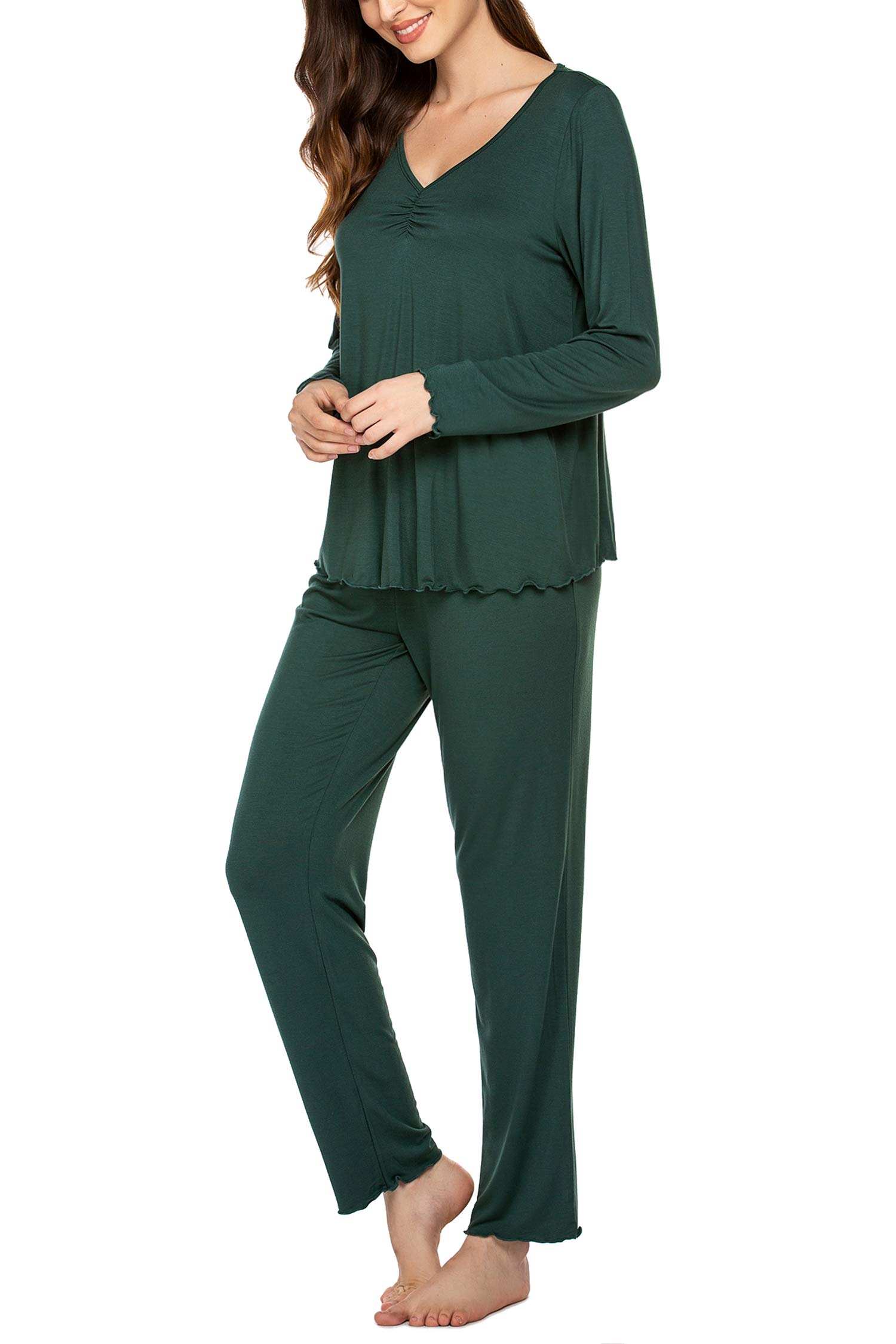 MAXMODA Pigiama Donna Pigiami Due Pezzi Maglietta Manica Lunga e Pantalone Lungo S-XXL