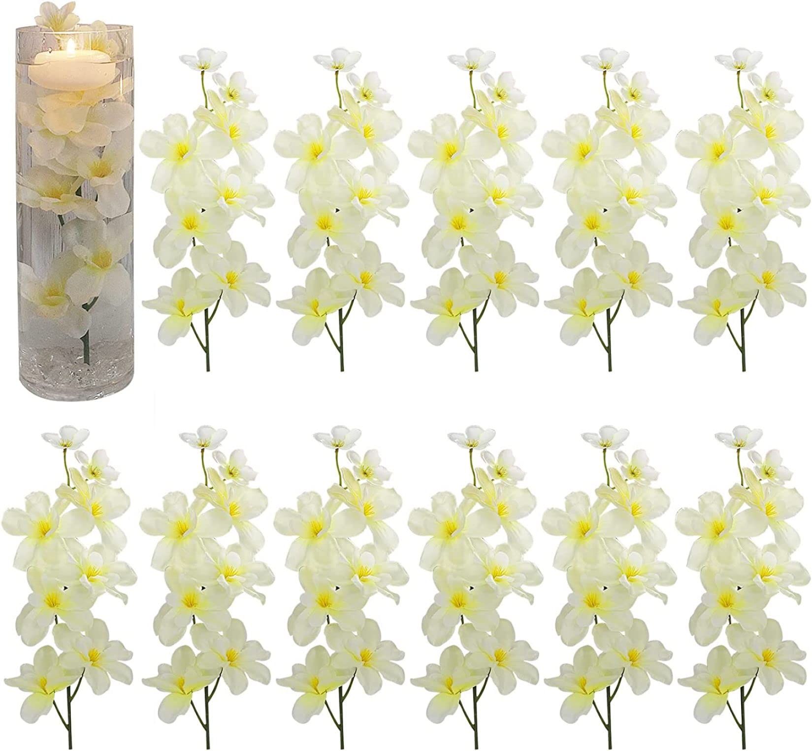 Amazon｜12個 造花の茎 フローティングキャンドル用 12インチ 水中造花