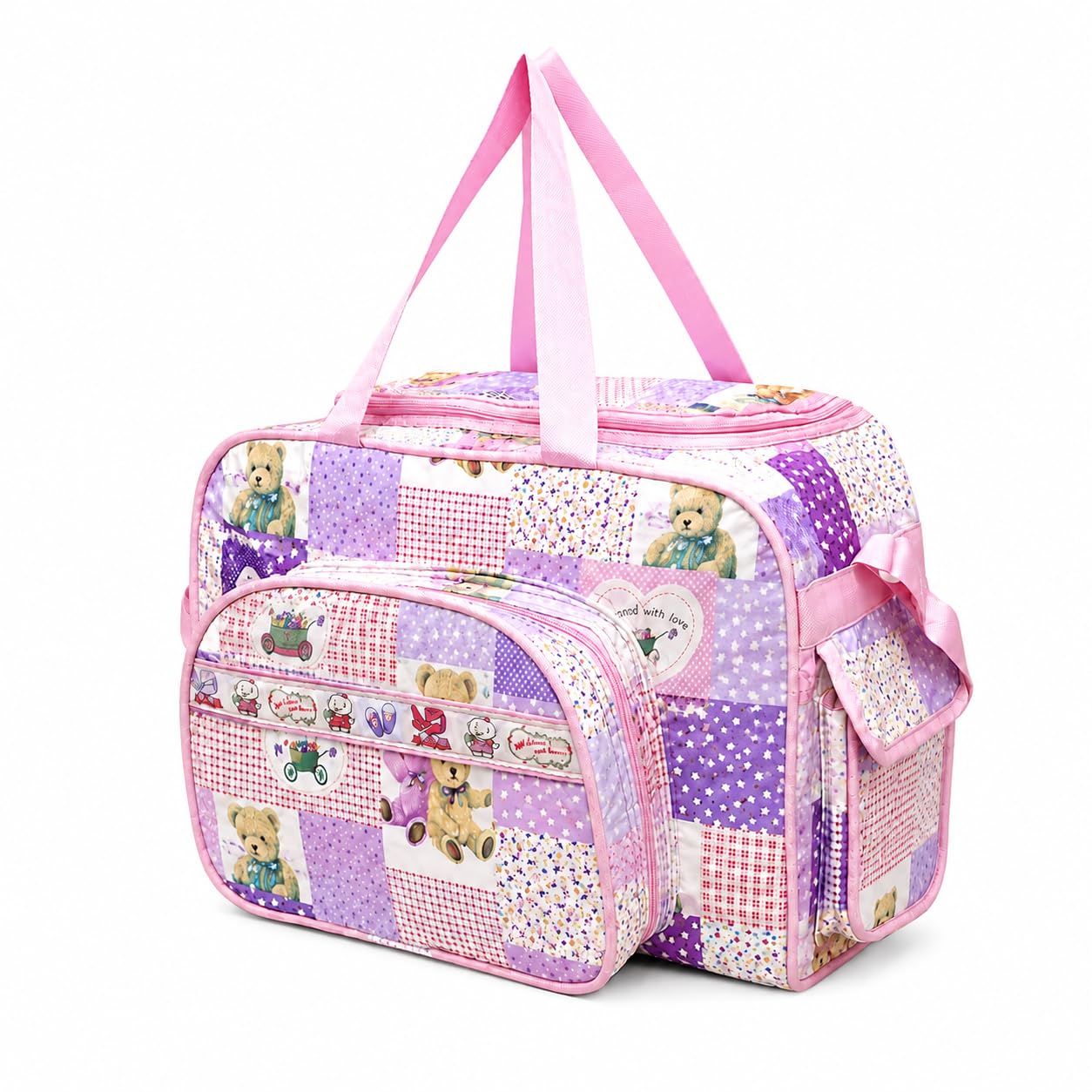 Baby Diaper Bag for Mothers, Large Capacity 6 Pocket Maternity Travel Nursery Bag, Waterproof Hospital Bag, Front & Back Zipper Pockets, Adjustable Shoulder Strap.Purple-image-45