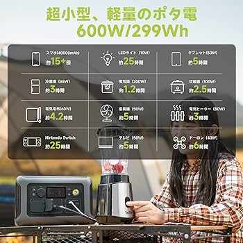 Amazon.co.jp: ALLPOWERS R600 ポータブル電源 リン酸鉄蓄電池