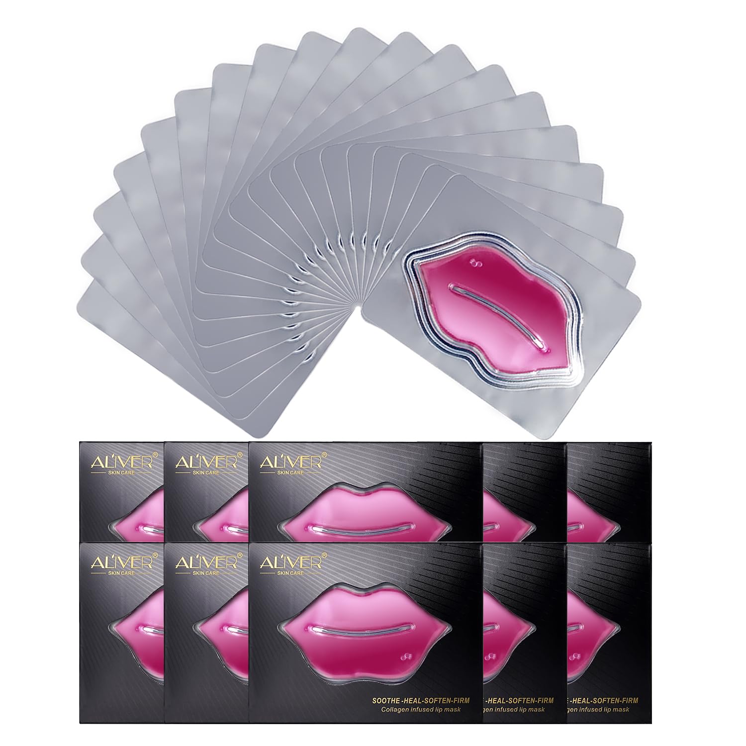 ALIVER2023 New Lip Mask Sheet 20 pcs,Lip Balm Collagen Lip Sleeping Masks for Dry and Dark Lips, Original Skincare Nourishing for Women and Men