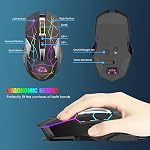 Souris de jeu sans fil rechargeable avec arc-en-ciel silencieux RGB Rétroéclairé,2.4G USB Capteur optique nanorécepteur 3 Niveau DPI,Ergonomic Gamer Ordinateur portable haute performance PC Mice pour Windows/Mac/Vista(Star Black)