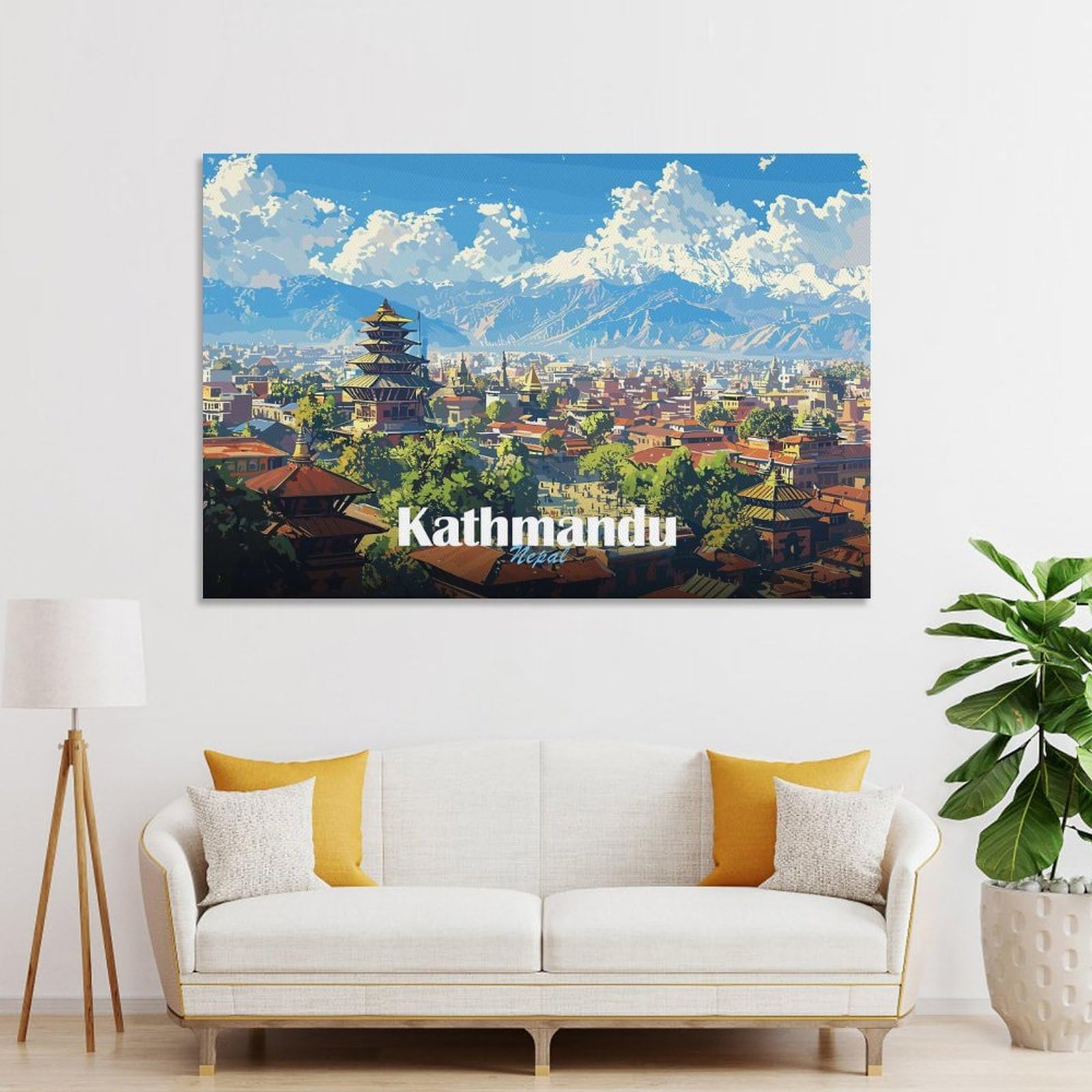 Junmoney Wall Picture Print Kathmandu Cityscape, 12x18inch(30x45cm), for Living Room, Lounge Or Sitting Room, A Home Accent with Warm Character