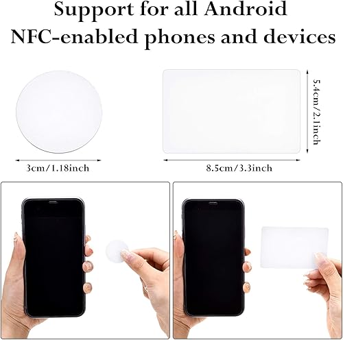 Miniatura 2 de 100 tarjetas NFC 215, tarjetas de monedas NFC en blanco, 215 tarjetas de PVC redondascuadradas compatibles con TagMo para teléfonos habilitados NFC
