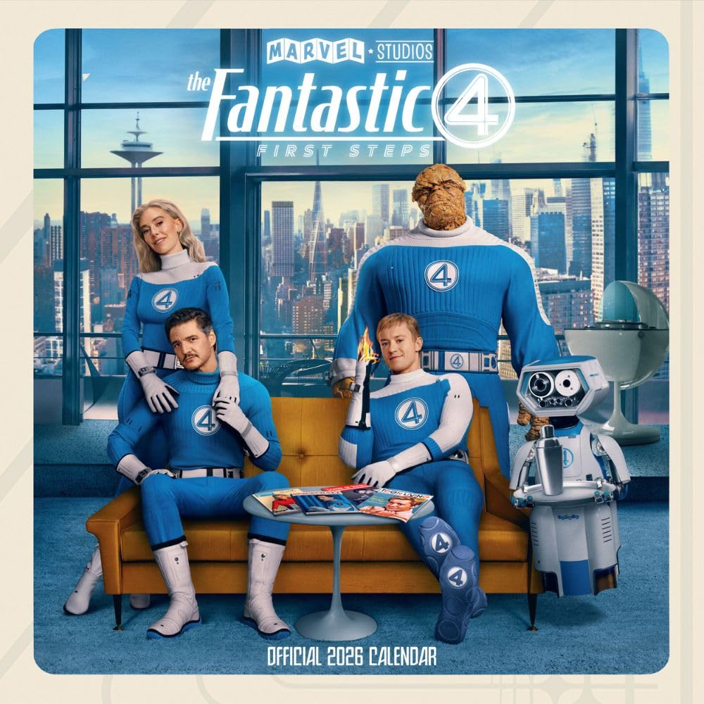 2026 CALENDAR MARVEL FANTASTIC FOUR MOVIE MONTH TO VIEW SQUARE WALL CALENDAR OFFICIAL PRODUCT