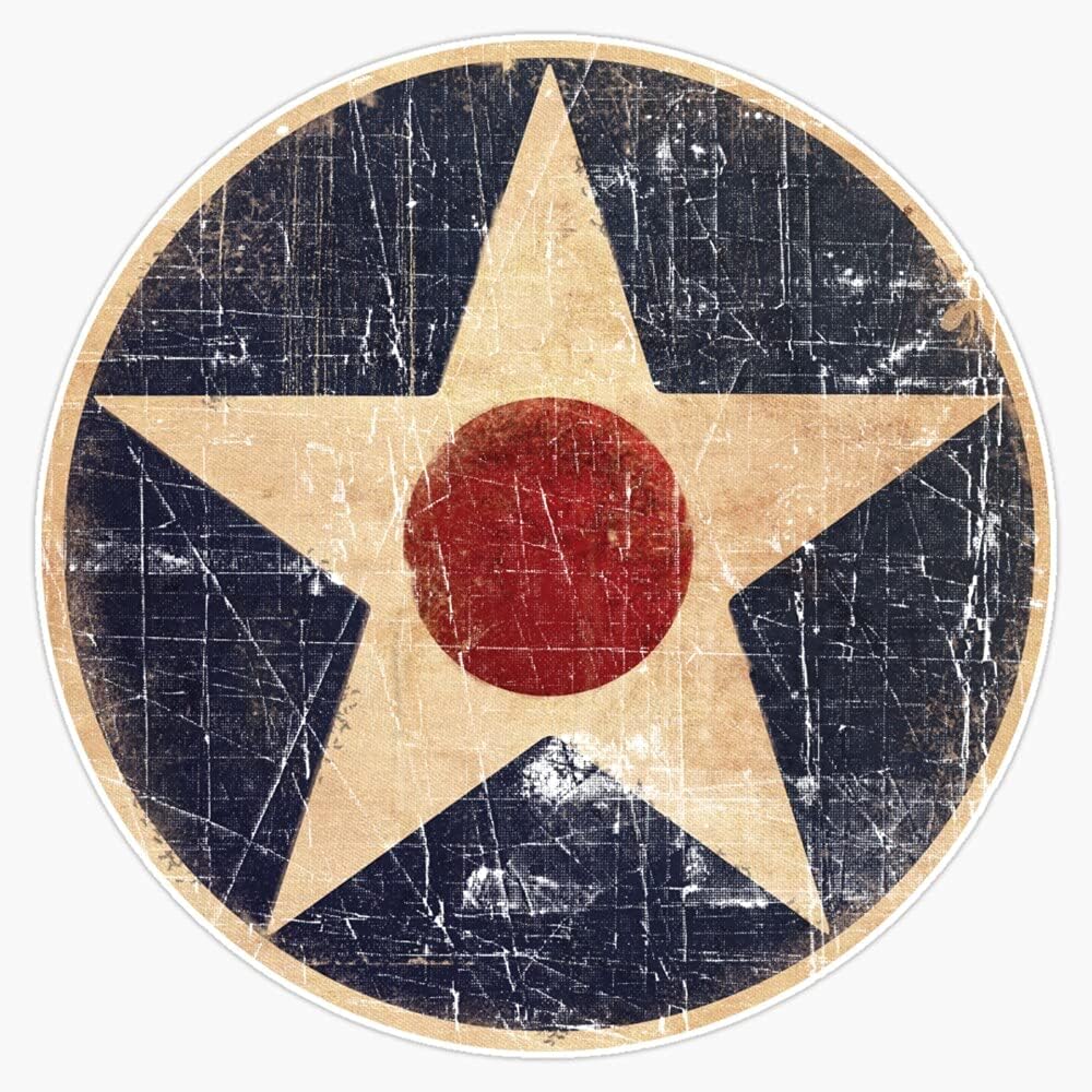Army Air Corps Star & Wings Round Vinyl Sticker Decal - Military Insignia
