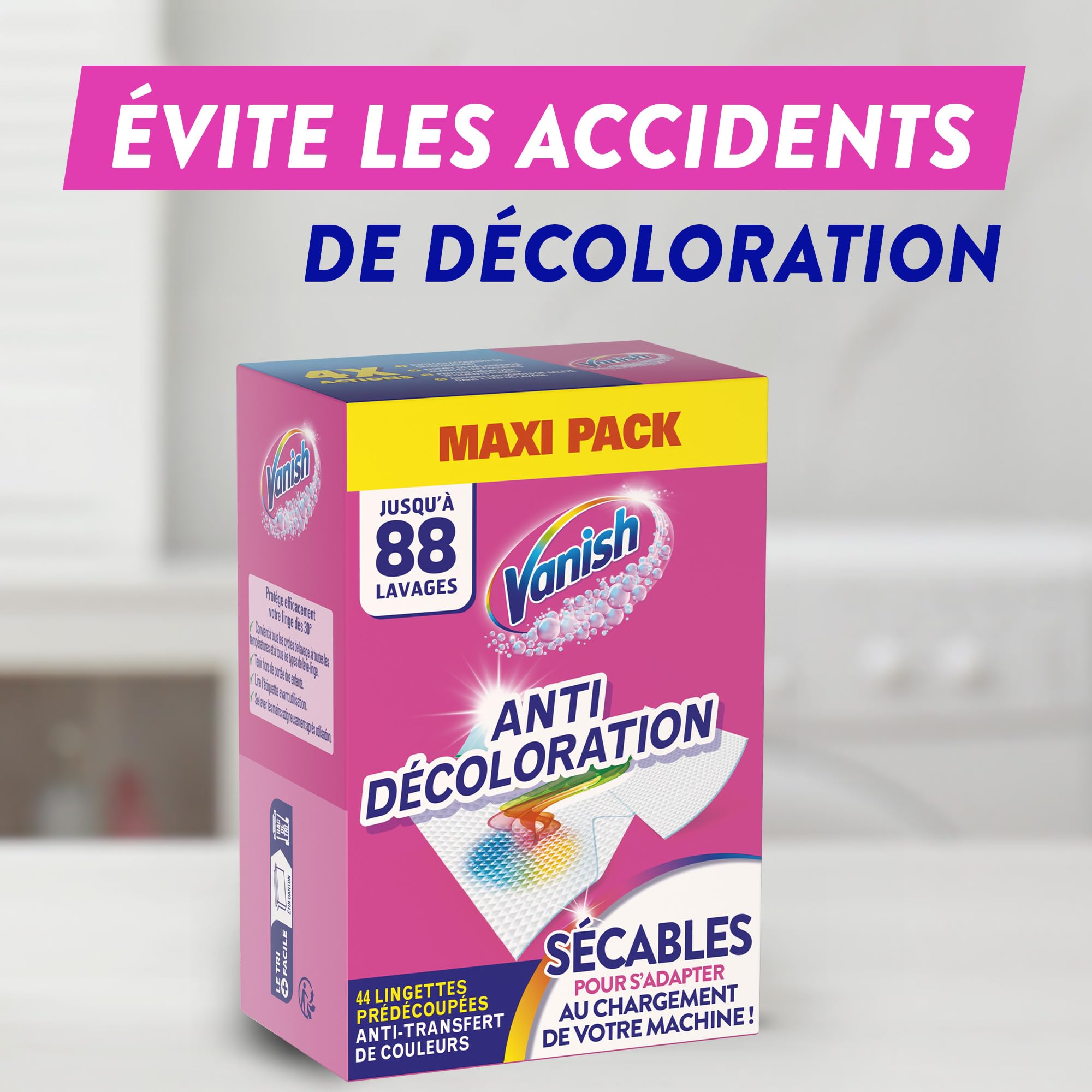 Vanish Lingettes Anti Decoloration - 132 Lingettes Sécables - Lot de 3x44
