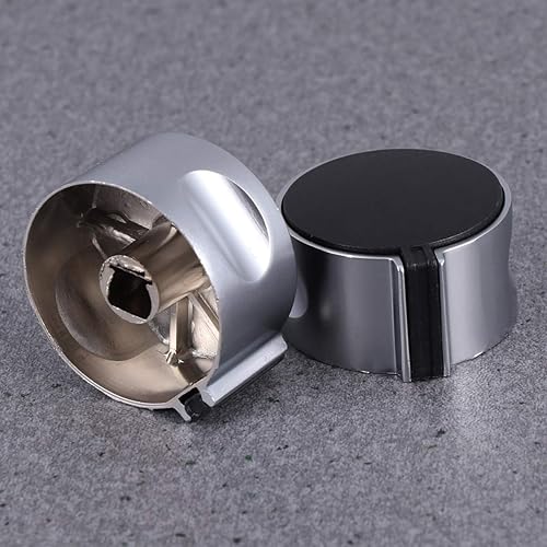 Miniatura 5 de Happyyami Botón de estufa de gas, 5 piezas, perilla de estufa de gas de metal, perillas de control de cocina de gas plateadas, adaptadores de