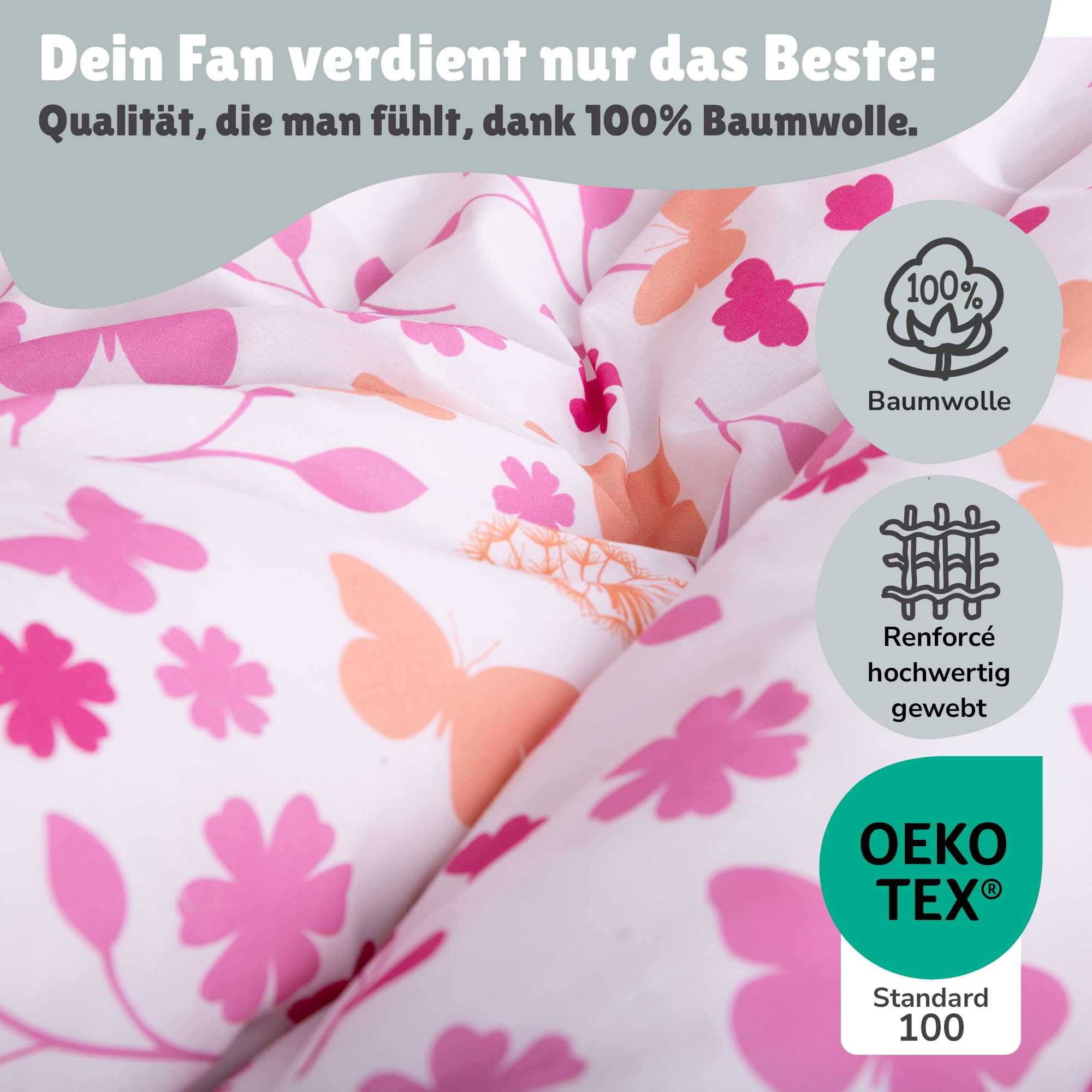 Pferd Bettwäsche Set 2-teilig 135x200 80x80 cm – Mädchenbettwäsche aus 100% Baumwolle mit Wendemotiv & Reißverschluss – Hautfreundlich & atmungsaktiv – Trocknergeeignet – Öko-TEX Zertifiziert