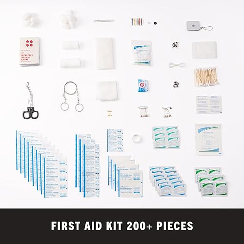 Miniatura 5 de Swiss Safe Kit de primeros auxilios de supervivencia Poich, ligero y compacto con cremalleras dobles, paquete de 5 unidades de 64 unidades