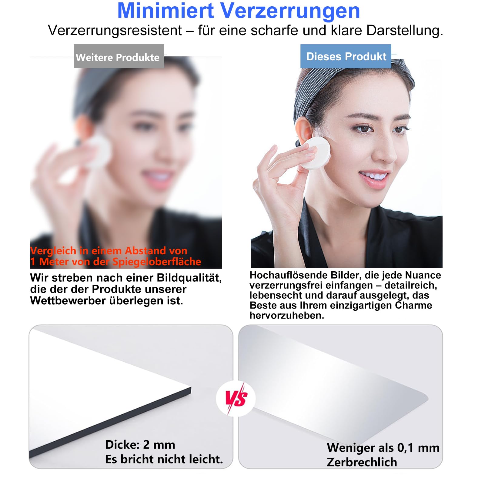 Selbstklebender Acryl Klebespiegel 40 x 120 cm Ganzkörperspiegel 2 mm Dicke Spiegel zum Kleben für Tür und Wand Spiegelfliesen selbstklebend für Schlafzimmer Wohnzimmer Kinderzimmer