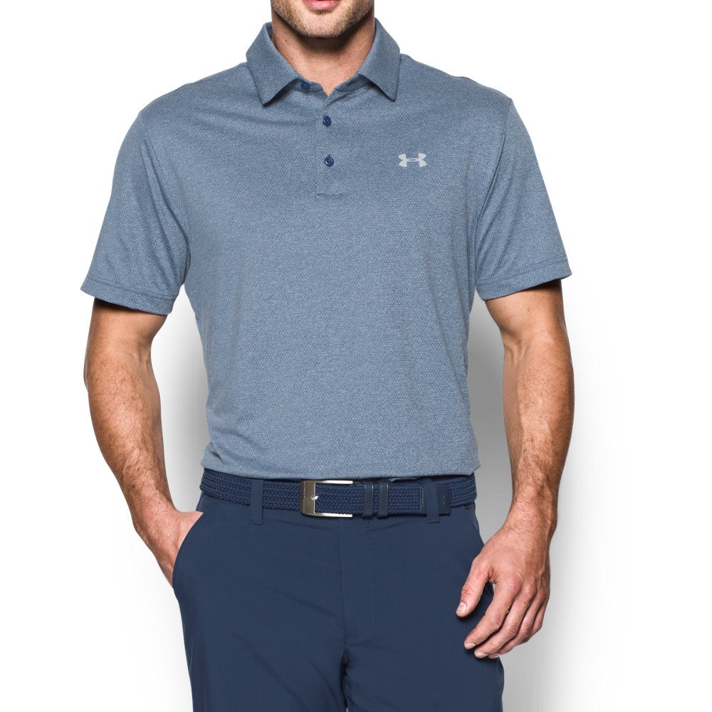 Under Armour Men's Play Off Heather Polo Shirt HeatGear Top 1351131 (Red Heather 608, Medium)