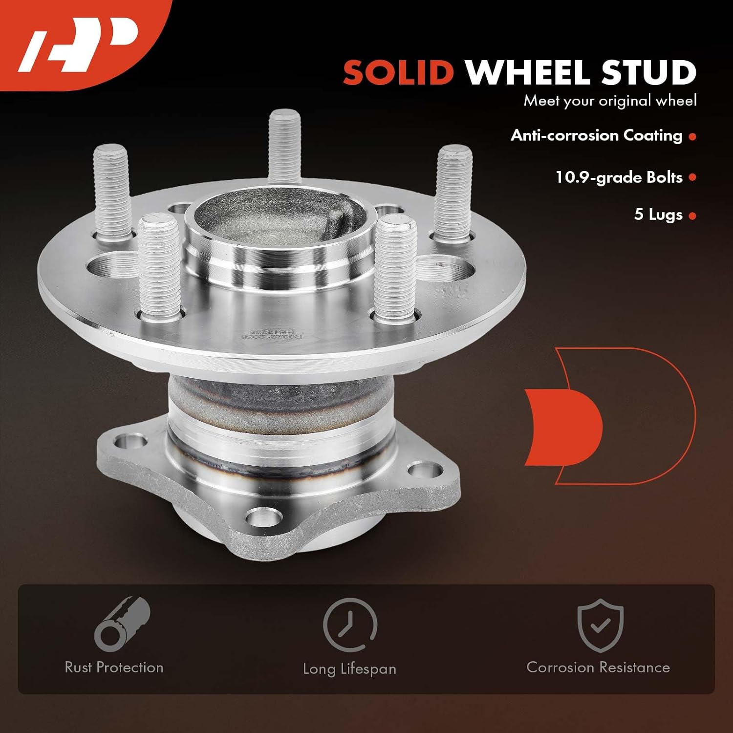 A-Premium Rear Wheel Bearing and Hub Assembly with 5-Lug Compatible with Toyota Camry 2002-2004, Non-ABS and (Not Built in Japan)