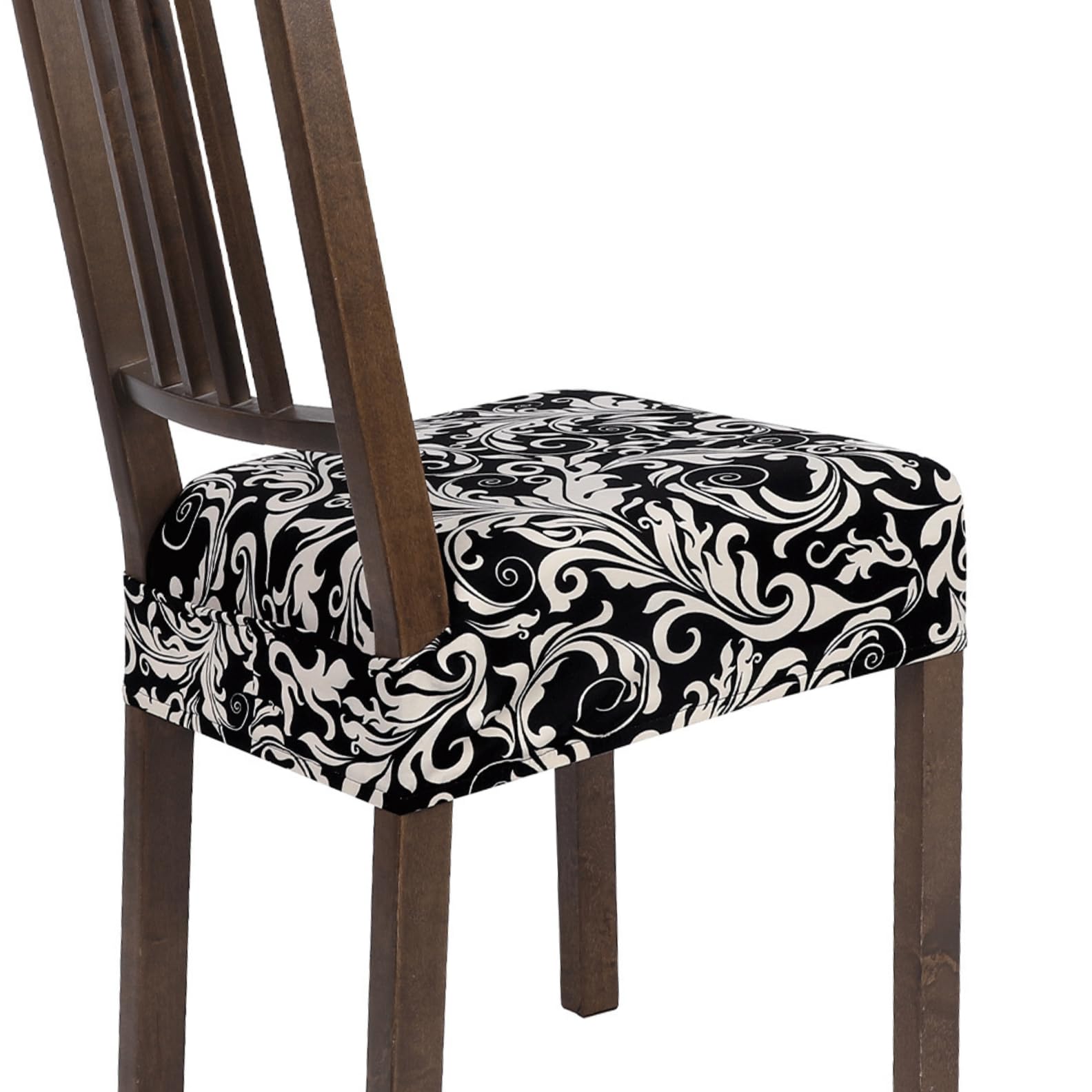 papasgix Seat Covers for Dining Chairs, Stretch Removable Rear Covered Dining Chair Seat Covers Set of 6, Dining Room Chair Covers Protector (Black Flower)