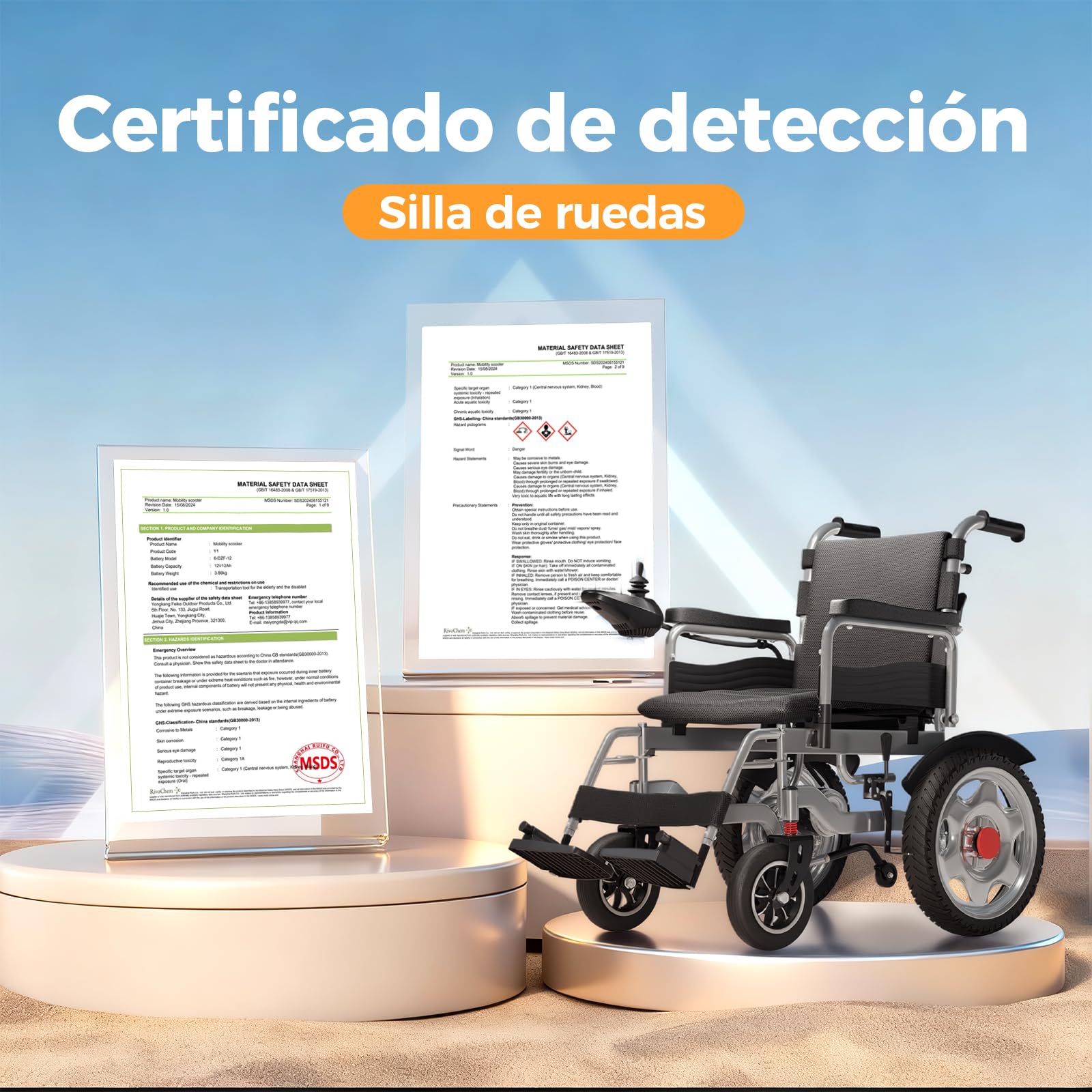 2026 silla de ruedas eléctrica plegable todo terreno, silla eléctrica ligera para mayores, asiento de 50 cm de ancho, autonomía 25 km Capacidad de carga 150 kg, 500W de Potencia