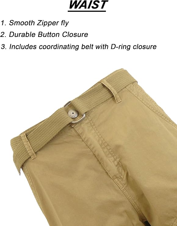 Men's Distressed Vintage Belted Cargo Utility Shorts (Size 30-48)