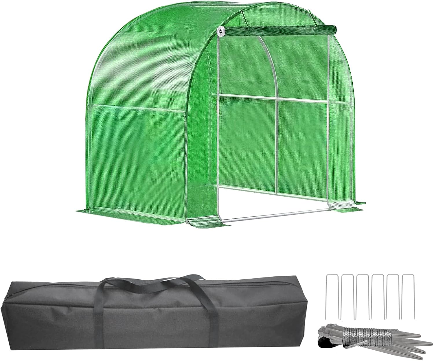 Hoop Greenhouse - Walk-in Greenhouse Kit for Outdoor Gardens, 4x12 FT with Reinforced Frame & PE Cover