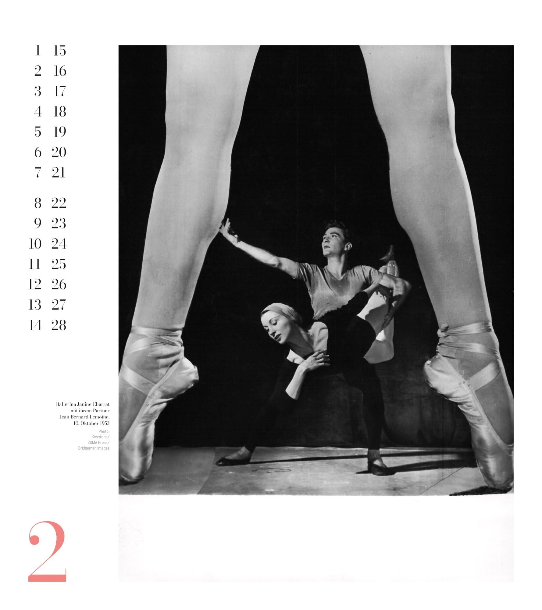 Ballett Kalender 2027 | Eleganter Schwarz-Weiß-Kalender im großen Hochformat (48x54 cm) | Analogfotografie | Ballerina & Tänzer:innen