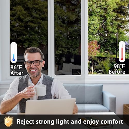 Miniatura 7 de ConCus-T Película de privacidad unidireccional para ventana con 4 herramientas gratuitas, control de calor y bloqueo UV, tinte de ventana