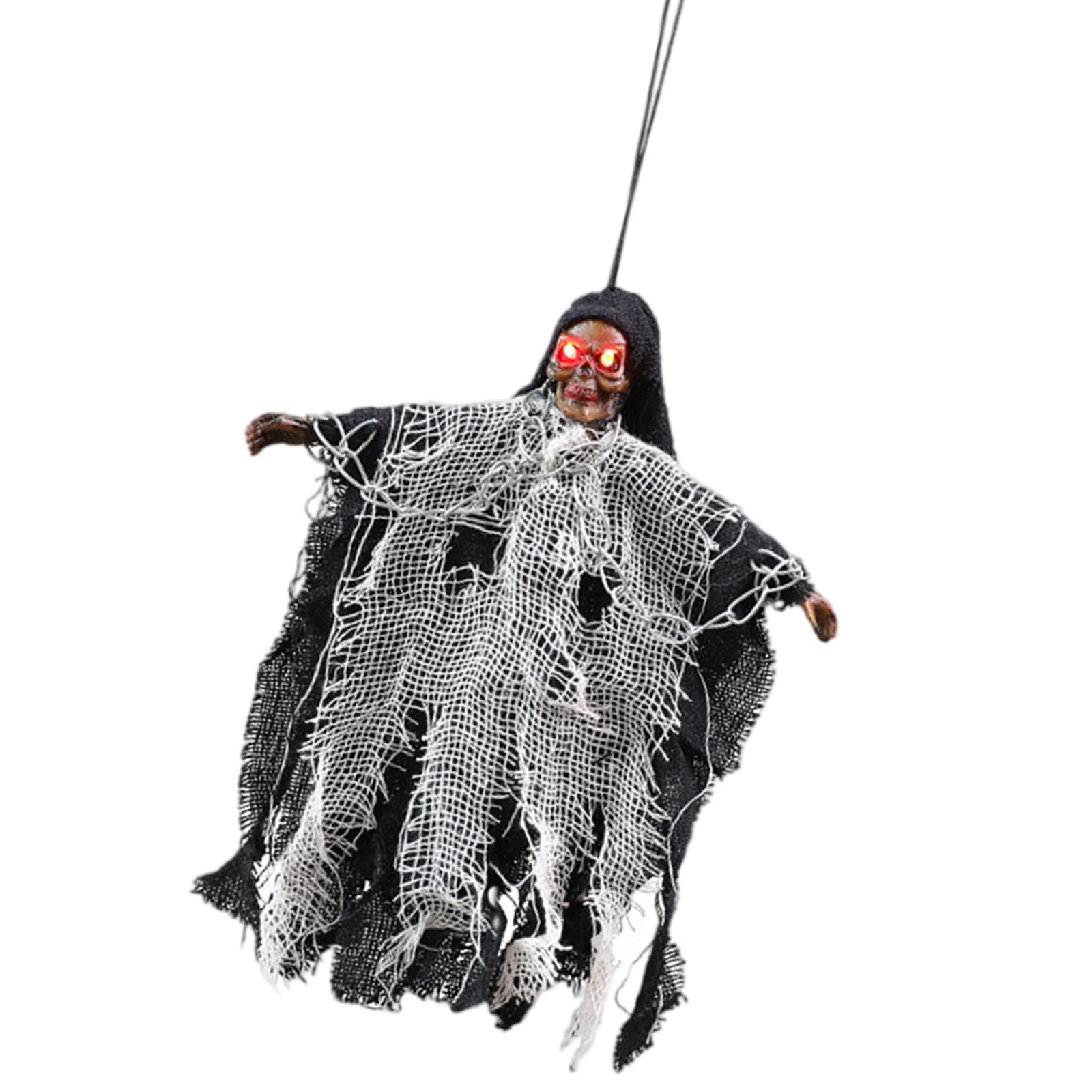 YROHGKPN Halloween Ghostly Witch Ceiling Decoration with Glowing LED Eye Skeleton Hanging Ornament for Garden Doorway Yard Broom Ornament