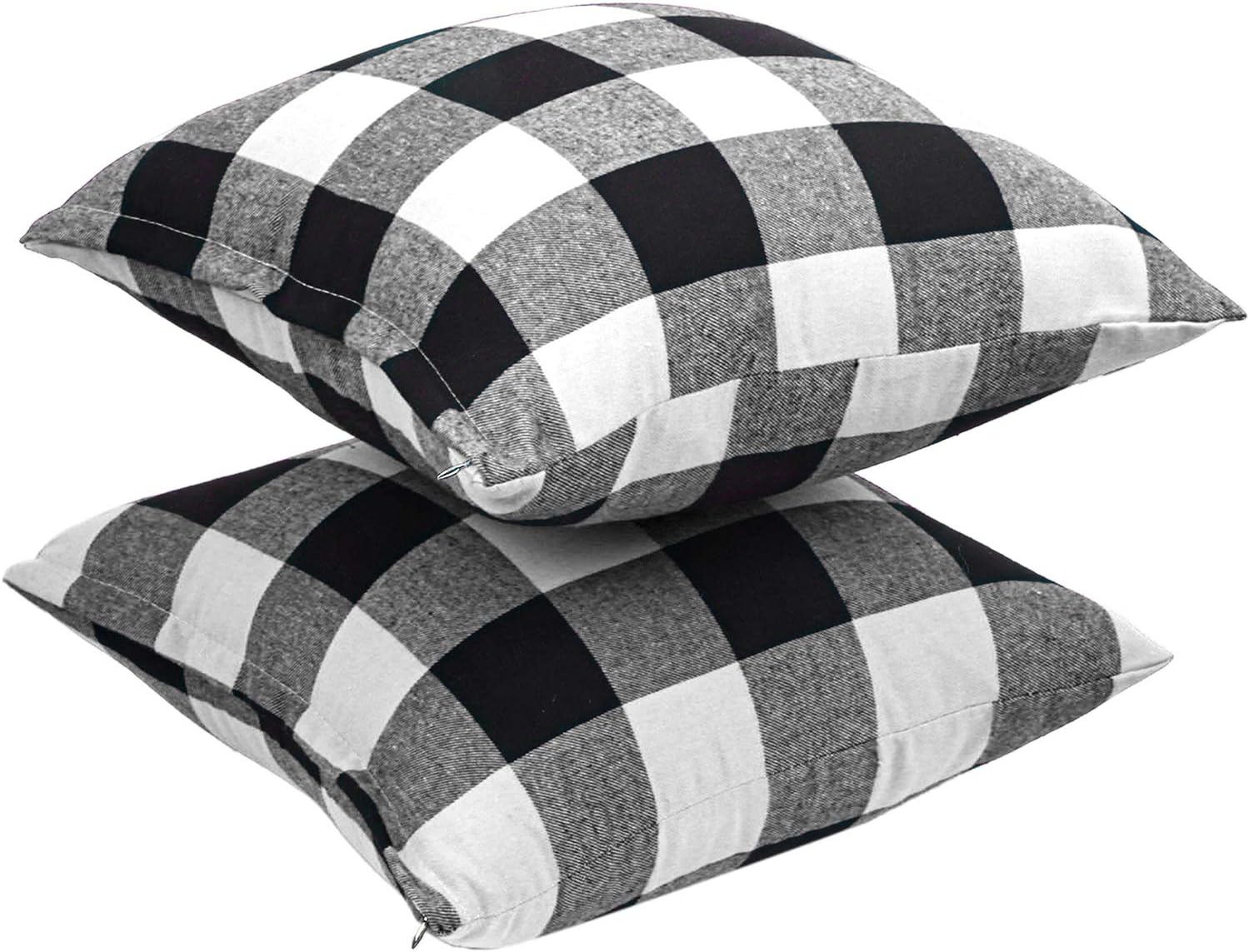 Aneco 4 Pack Buffalo Plaid Pillow Covers White and Black Plaid Cushion Case Pillow Cases for Home Decor, 18 x 18 Inches