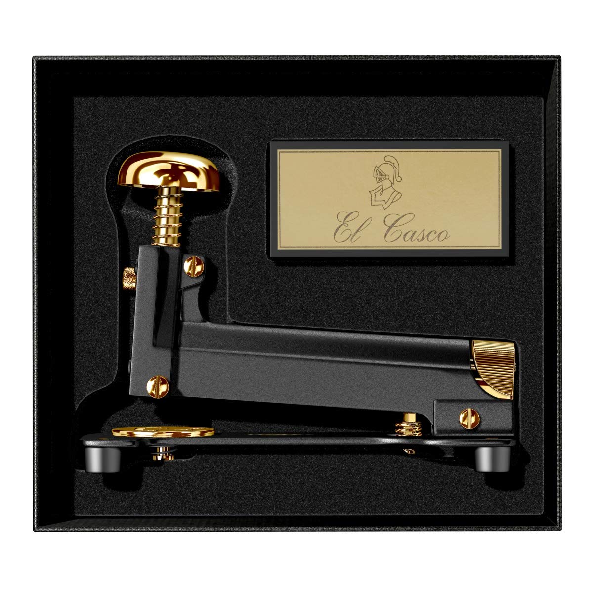 El Casco - Grapadora de mesa (chapado en oro de 23 quilates), color negro