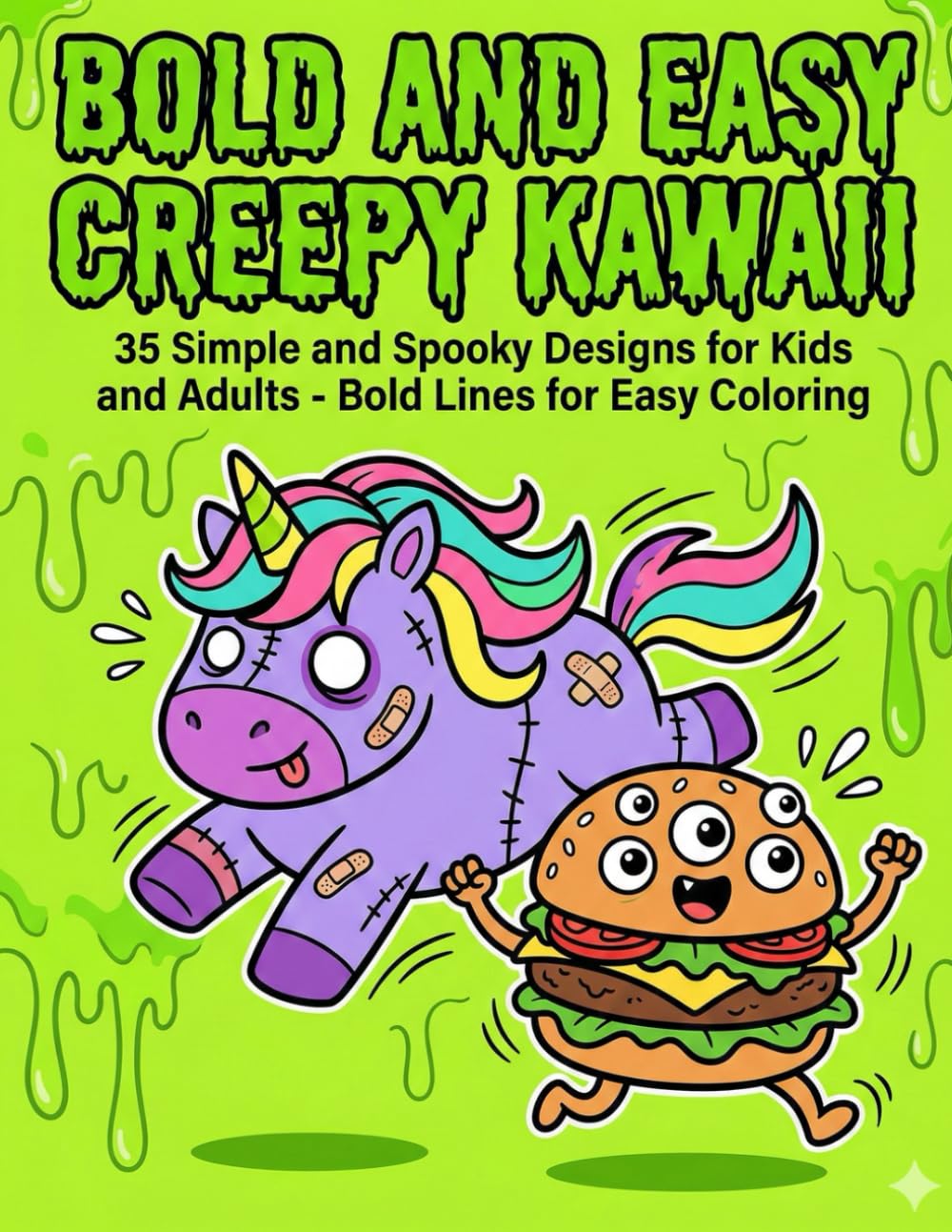 BOLD AND EASY CREEPY KAWAII: 35 Simple and Spooky Designs for Kids and Adults - Bold Lines for Easy