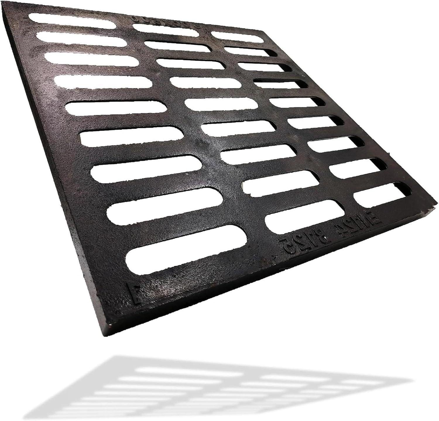 Cast Iron Drain Grate 20x20 in, B-Class 28100 lbs Heavy-Duty Driveway Channel Cover, Outdoor Trench Drainage Grate, Black Square Metal Sewer Cover for Garage (True 19.7x19.7)