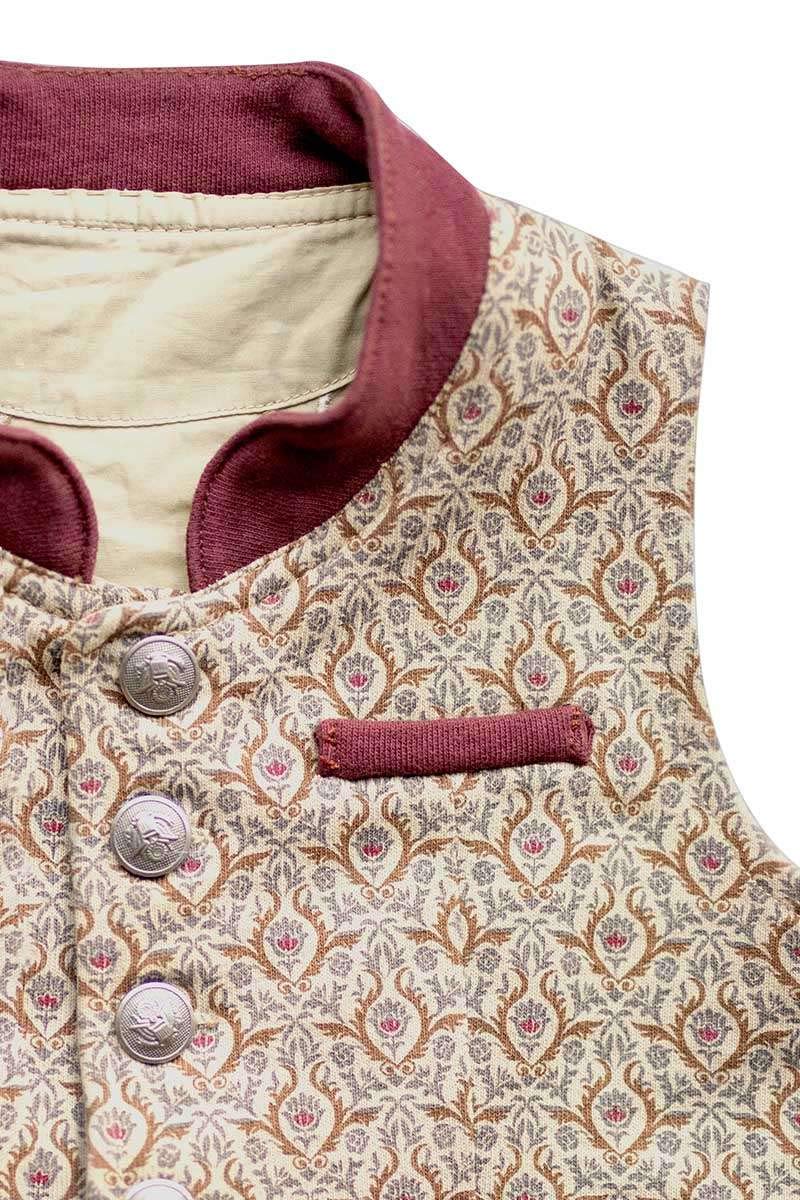 Mogo Baby - Jungen Baby Kinder Trachten Weste Olive Bordeaux, Olive Bordeaux, 50/56