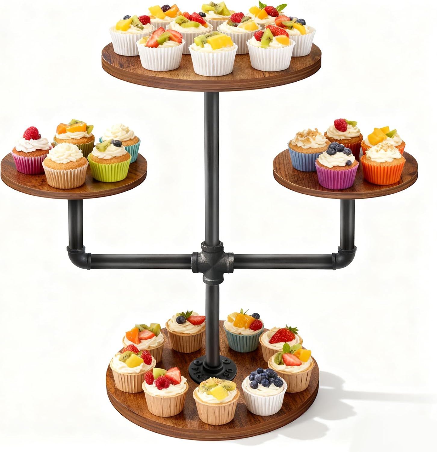 Cupcake Stand, 3 Tier Cupcake Tower Large Cupcake Stand for 50 Cupcakes Wood Cake Stand Tiered Tray Stand Dessert Table Display Set Tiered Cake Stand for Party, Wedding, Birthday