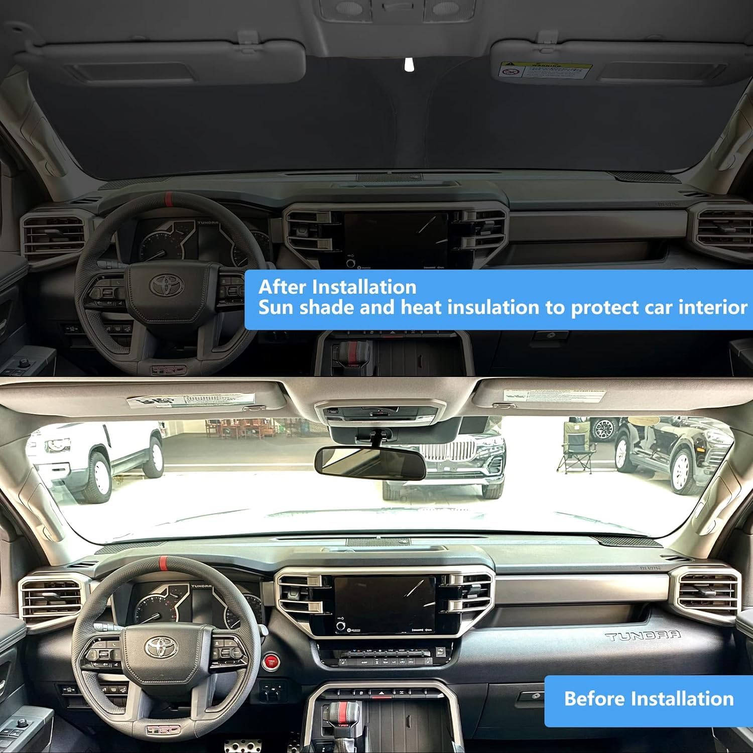 Car Windshield Sun Shade Custom Fit 2010-2026 Dodge RAM 1500 2500 3500 Truck Accessories Sunshade Foldable Sun Visor Protector Front Window Cover Fits 2Dr RegularCab, 4Dr QuadCab, CrewCab, MegaCab