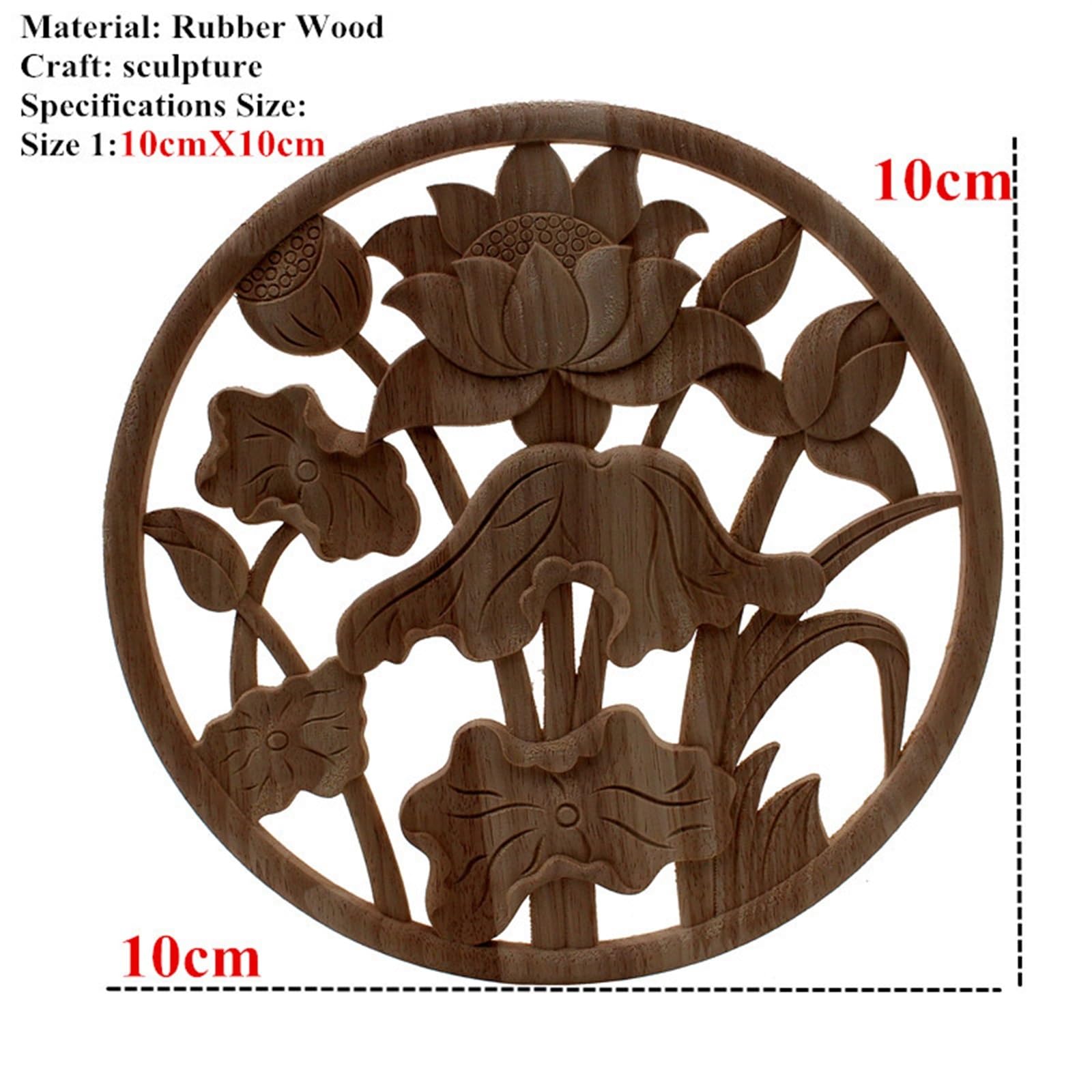 4 Pezzi Applique Intagliato in Legno Intarsiato Applique Non Verniciata