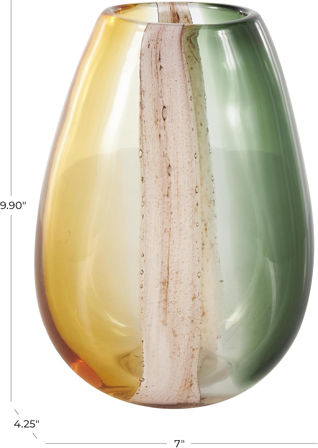 Deco 79 Glass Decorative Vase Ombre Centerpiece Vase with Pink Textured Stripe Details, Flower Vase for Home Decoration 7" x 4" x 10", Multi Colored