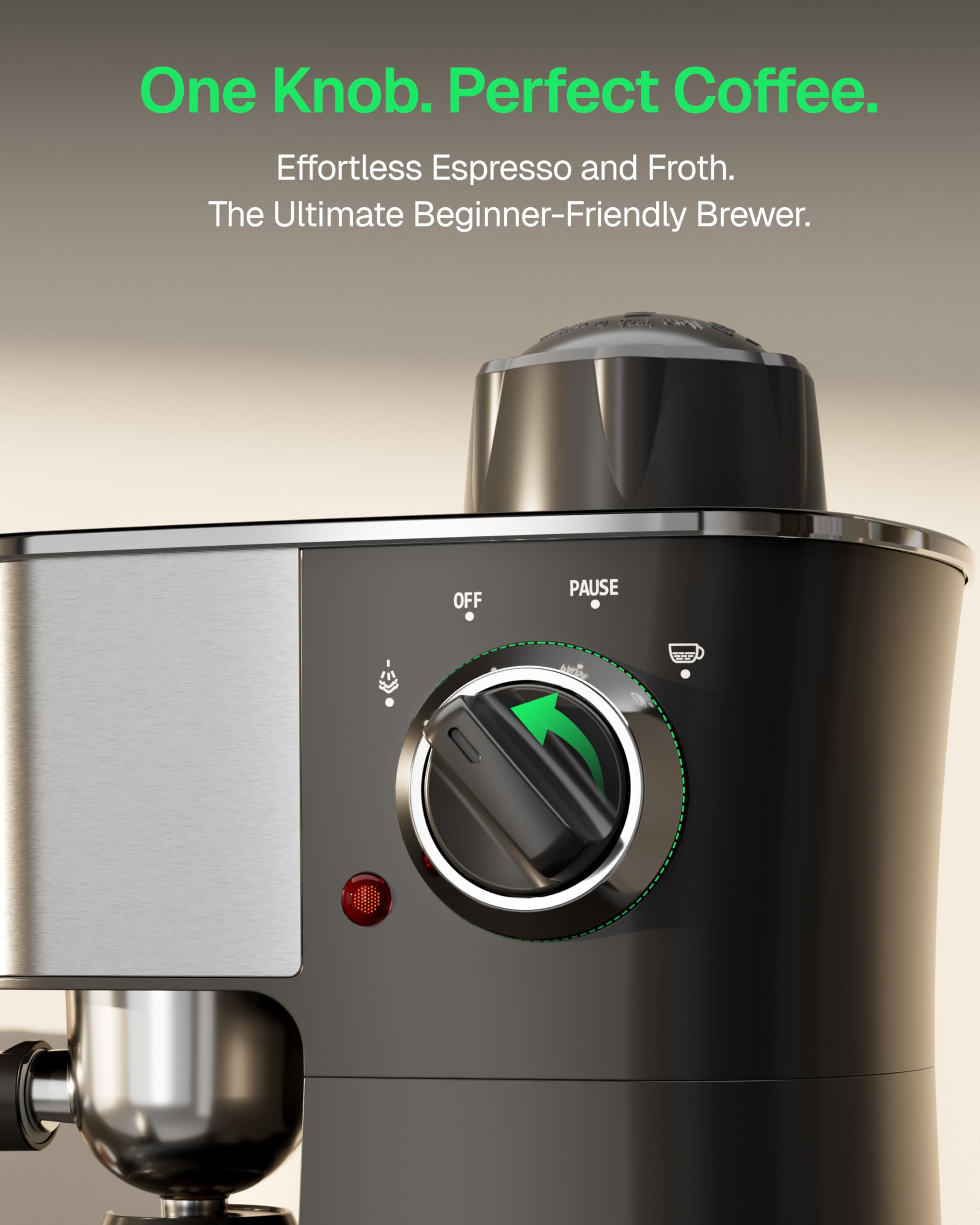 HBN Espresso Kaffeemaschine, 3,5 Bar, Espresso und Cappuccino Kaffeemaschine, 1-4 Tassen Edelstahl Kaffeemaschine mit Milchaufschäumer, Espressokocher mit Dampf
