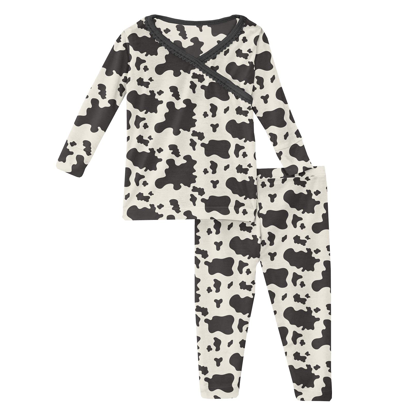 KicKee PantsPrint Long Sleeve Pajama Set, Kimono with Scallop Edge, Baby to Kid Super Soft Sleepwear