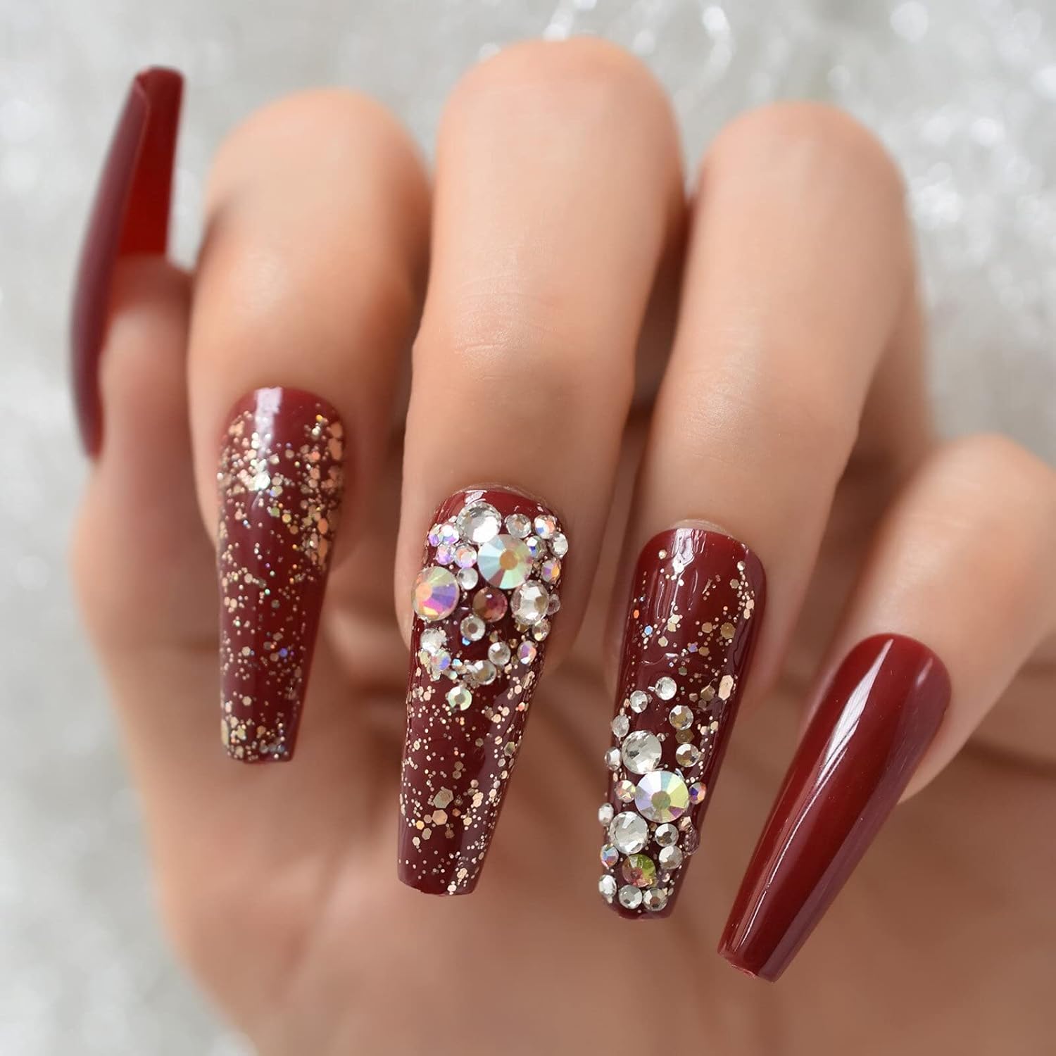 Amazon Com Burgundy Fake Nails With Designs Bling Rhinestone Glitter Tapered Extra Long Press On False Nails Sparkle Coffin Ballet Nail Art Everything Else Amazon Com Burgundy Fake Nails With Designs Bling Rhinestone Glitter Tapered Extra Long Press On False Nails Sparkle Coffin Ballet Nail Art Everything Else