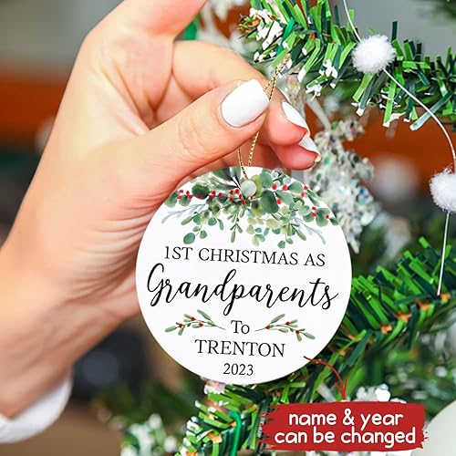 Vista 33 de Adornos de Navidad, adorno de árbol de Navidad de camión rojo, adorno de Navidad personalizado de camión rojo, adorno de Navidad de Feliz Navidad