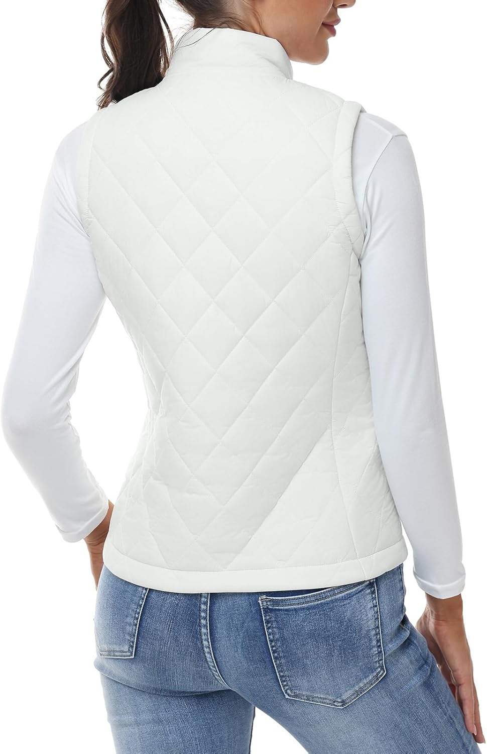 Rdruko Women's Quilted Puffer Vest Outerwear Lightweight Warm Sleeveless Winter Jacket Stand Collar Puffy Vests with Pockets - Image 2