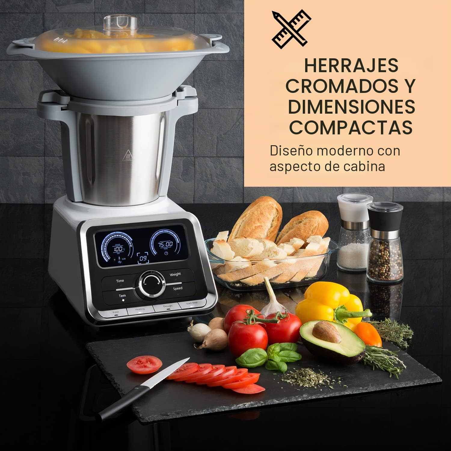 Klarstein GrandPrix & # x2022; Robot de cocina, color plateado