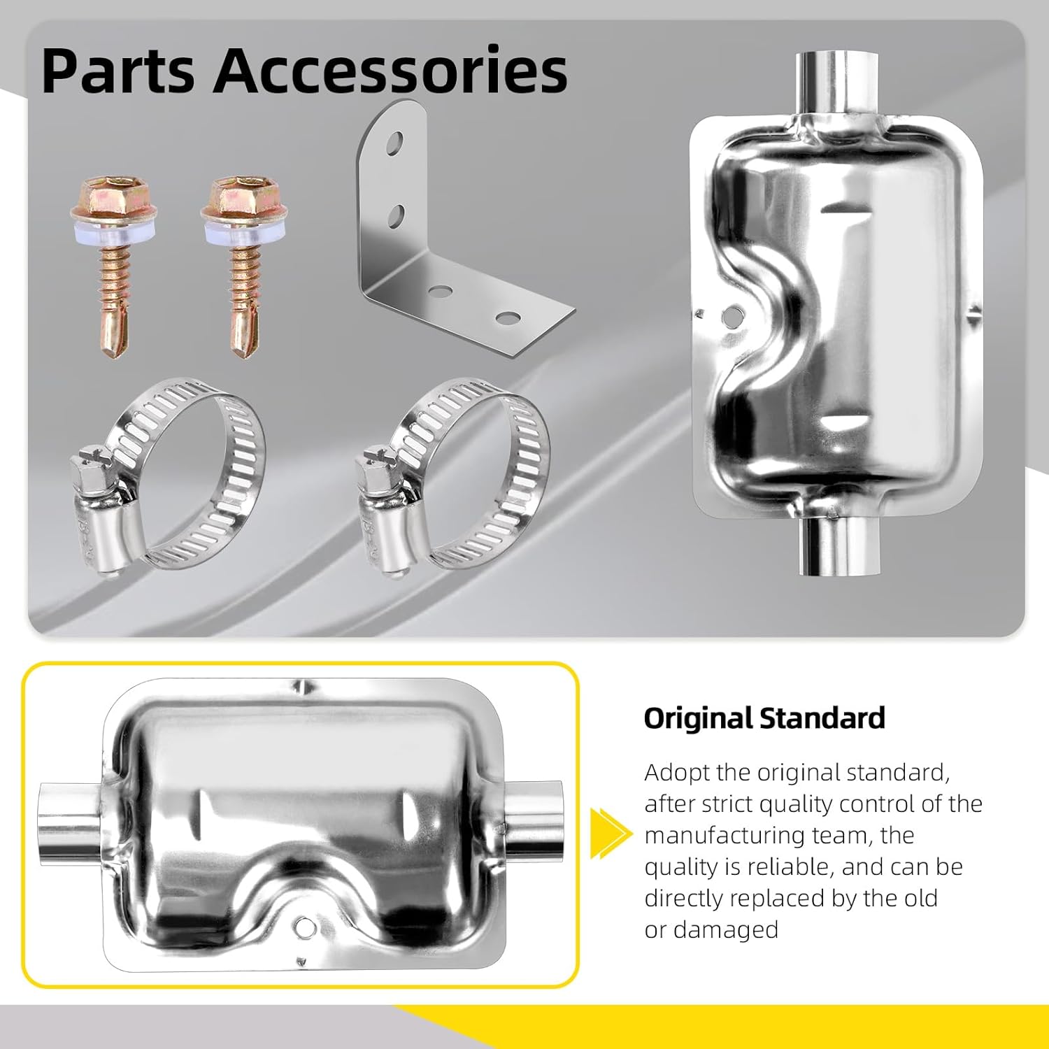 2.5CM/1” Parking Air Heater Exhaust Pipe Stainless Steel Exhaust Pipe Flexible Exhaust Tubing with Muffler, Diesel Heater Exhaust Pipe Tube for Vehicles (120cm)