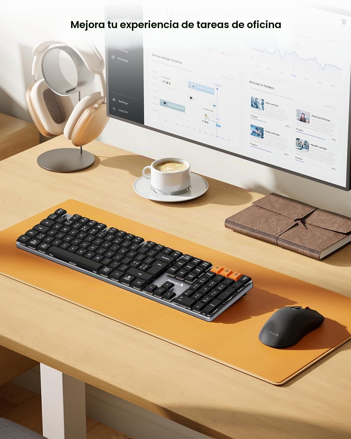 ProtoArc KM310 Dual Mode 2.4G + Kit de teclado mecánico y mouse Bluetooth, color negro